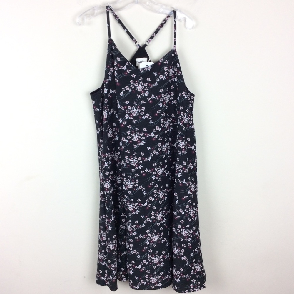 Maddie Big Girl Floral Slip Dress Black Large